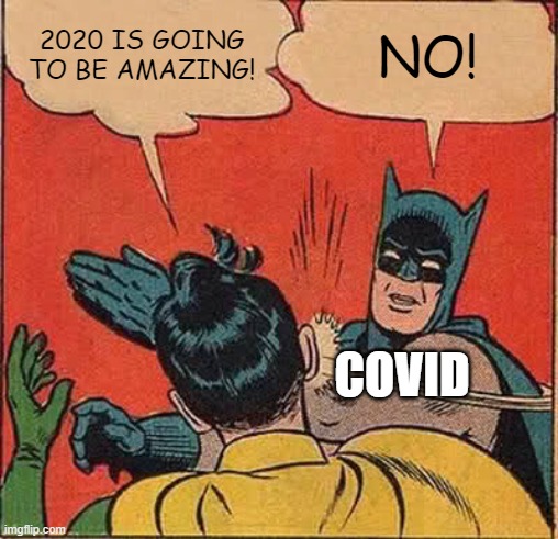 2020 | 2020 IS GOING TO BE AMAZING! NO! COVID | image tagged in memes,batman slapping robin | made w/ Imgflip meme maker