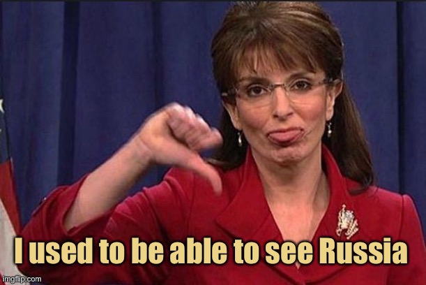 sarah palin thumbs down | I used to be able to see Russia | image tagged in sarah palin thumbs down | made w/ Imgflip meme maker
