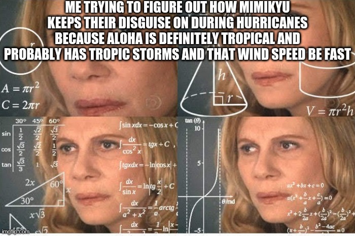 AloHA EXPlAIn | ME TRYING TO FIGURE OUT HOW MIMIKYU KEEPS THEIR DISGUISE ON DURING HURRICANES BECAUSE ALOHA IS DEFINITELY TROPICAL AND PROBABLY HAS TROPIC STORMS AND THAT WIND SPEED BE FAST | image tagged in pokemon sun and moon,anime,gamin | made w/ Imgflip meme maker