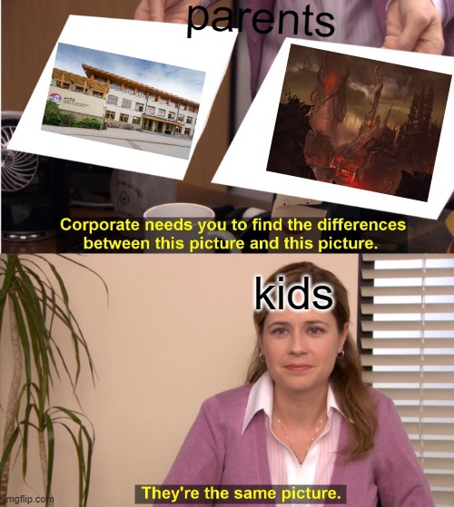 They're The Same Picture Meme | parents; kids | image tagged in memes,they're the same picture | made w/ Imgflip meme maker