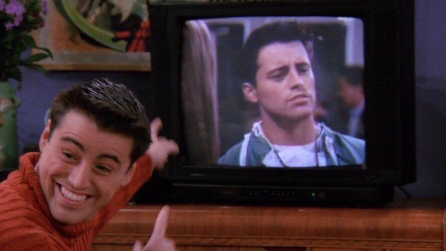High Quality Joey seeing himself on TV Blank Meme Template