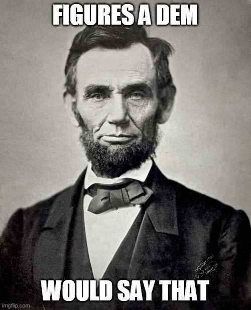 Abraham Lincoln | FIGURES A DEM WOULD SAY THAT | image tagged in abraham lincoln | made w/ Imgflip meme maker