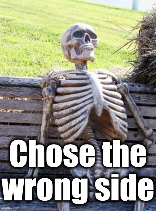 Waiting Skeleton Meme | Chose the wrong side | image tagged in memes,waiting skeleton | made w/ Imgflip meme maker