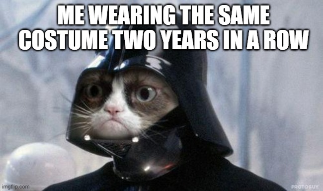 true | ME WEARING THE SAME COSTUME TWO YEARS IN A ROW | image tagged in memes,grumpy cat star wars,grumpy cat | made w/ Imgflip meme maker