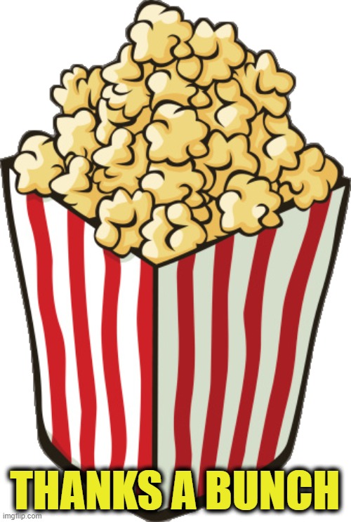 Popcorn | THANKS A BUNCH | image tagged in popcorn | made w/ Imgflip meme maker