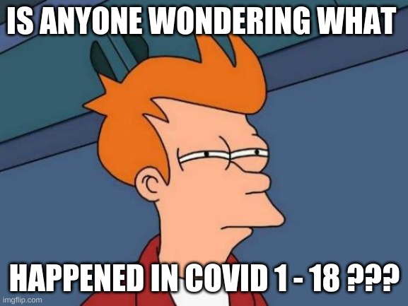 Futurama Fry Meme | IS ANYONE WONDERING WHAT; HAPPENED IN COVID 1 - 18 ??? | image tagged in memes,futurama fry | made w/ Imgflip meme maker
