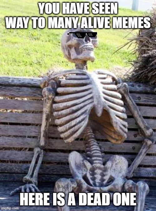 Waiting Skeleton | YOU HAVE SEEN WAY TO MANY ALIVE MEMES; HERE IS A DEAD ONE | image tagged in memes,waiting skeleton,funny,funny meme | made w/ Imgflip meme maker