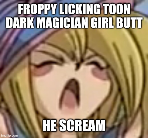 Harikou | FROPPY LICKING TOON DARK MAGICIAN GIRL BUTT; HE SCREAM | image tagged in harikou | made w/ Imgflip meme maker