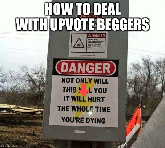 not only will this kill you it will hurt | HOW TO DEAL WITH UPVOTE BEGGERS | image tagged in not only will this kill you it will hurt | made w/ Imgflip meme maker