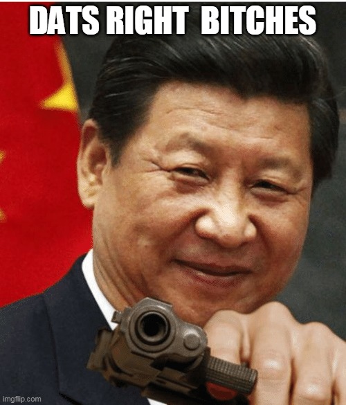 Xi Jinping | DATS RIGHT  BITCHES | image tagged in xi jinping | made w/ Imgflip meme maker