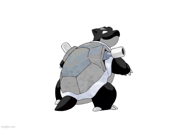 This is a Dark Type Blastoise. (Really bad edit I know.) | made w/ Imgflip meme maker