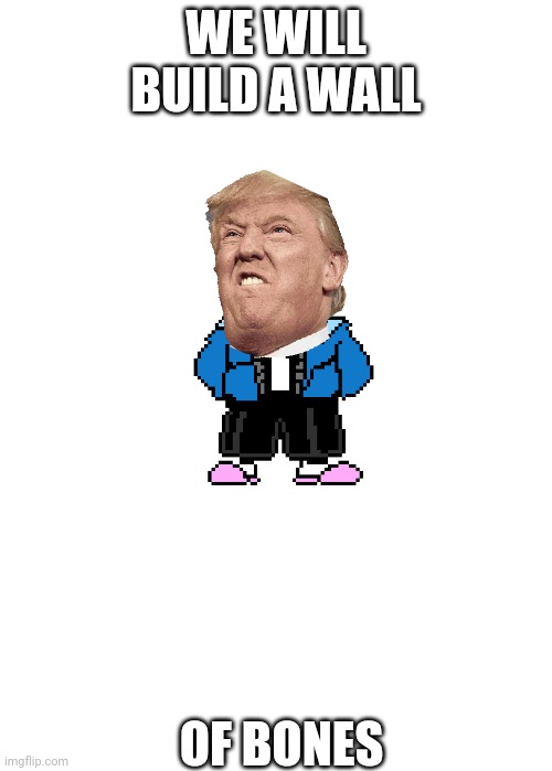 Blank template | WE WILL BUILD A WALL; OF BONES | image tagged in blank template,undertale,donald trump | made w/ Imgflip meme maker