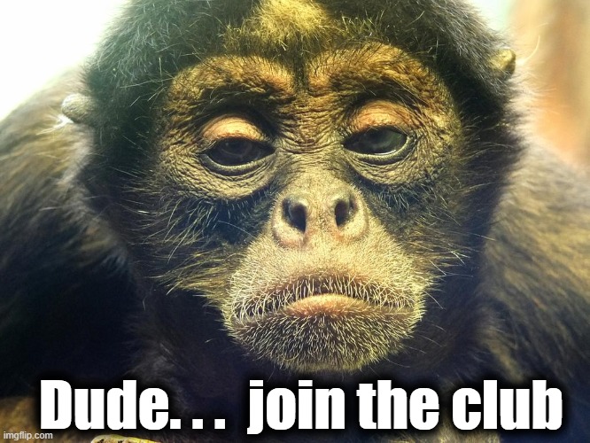 Dude. . .  join the club | made w/ Imgflip meme maker