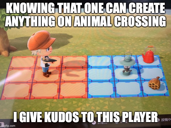 Battle Network Play Set in Animal Crossing | KNOWING THAT ONE CAN CREATE ANYTHING ON ANIMAL CROSSING; I GIVE KUDOS TO THIS PLAYER | image tagged in megaman,megaman nt warrior,memes,gaming,animal crossing | made w/ Imgflip meme maker