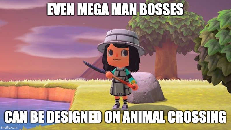 Block Man Design | EVEN MEGA MAN BOSSES; CAN BE DESIGNED ON ANIMAL CROSSING | image tagged in megaman,animal crossing,memes,gaming | made w/ Imgflip meme maker