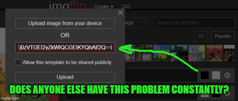 This is from copying an image url from Google. The images work usually but after multiple times of re-pasting it. | DOES ANYONE ELSE HAVE THIS PROBLEM CONSTANTLY? | image tagged in imgflip,help,error | made w/ Imgflip meme maker