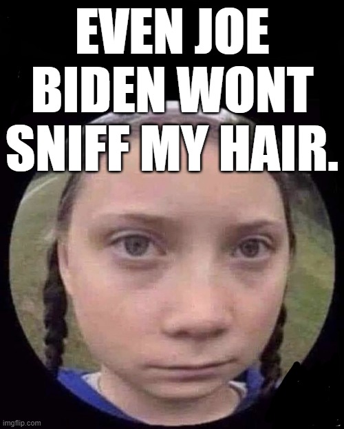 Greta‘s Witnesses | EVEN JOE BIDEN WONT SNIFF MY HAIR. | image tagged in gretas witnesses,joe sniffing his way to the old age home,creepy joe biden | made w/ Imgflip meme maker
