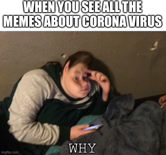 Why | WHEN YOU SEE ALL THE MEMES ABOUT CORONA VIRUS; WHY | image tagged in coronavirus | made w/ Imgflip meme maker