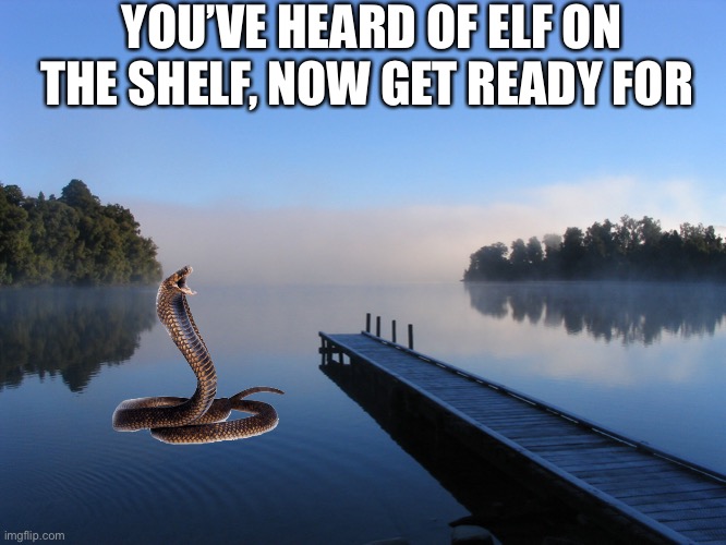 Snake on the lake | YOU’VE HEARD OF ELF ON THE SHELF, NOW GET READY FOR | image tagged in lake,snake | made w/ Imgflip meme maker