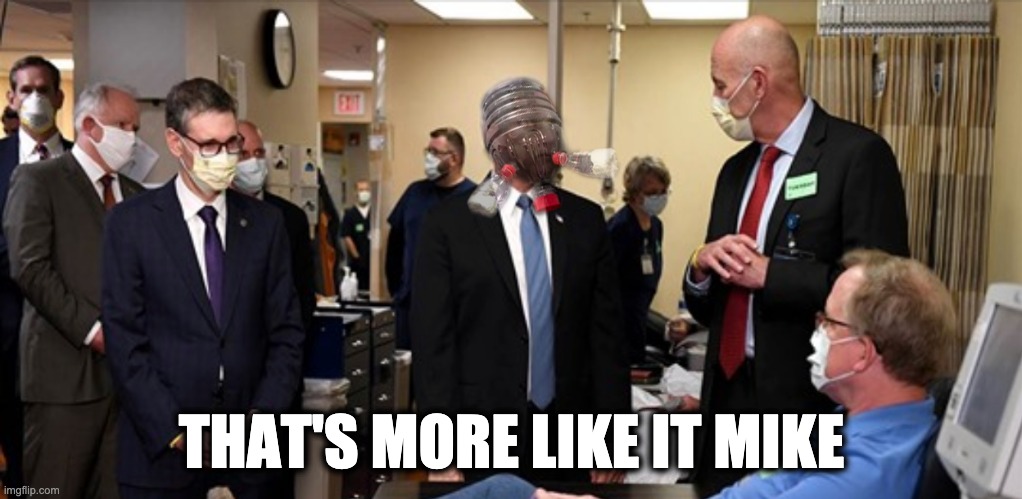 Mike's Mask | THAT'S MORE LIKE IT MIKE | image tagged in political humor,funny memes,covid-19,masks,mike pence | made w/ Imgflip meme maker