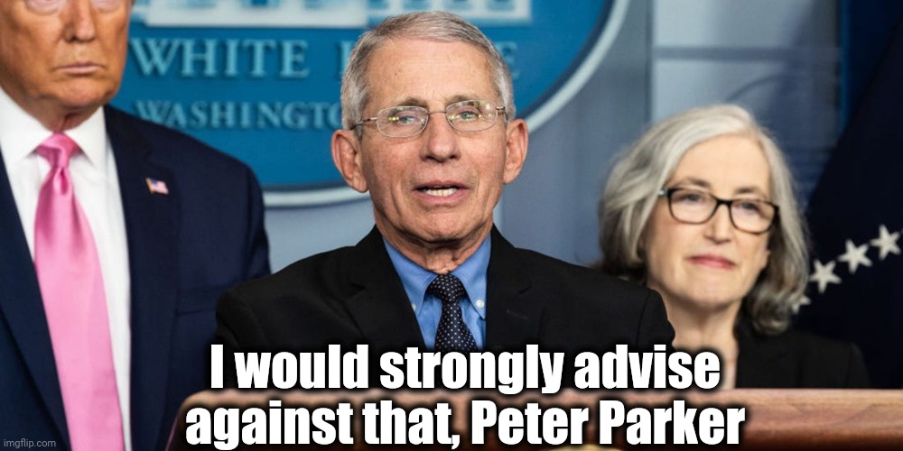 Dr Fauci | I would strongly advise against that, Peter Parker | image tagged in dr fauci | made w/ Imgflip meme maker