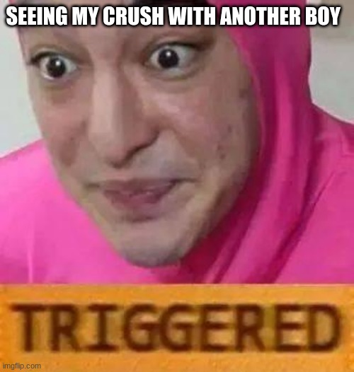 losing your crush | SEEING MY CRUSH WITH ANOTHER BOY | image tagged in triggerd | made w/ Imgflip meme maker