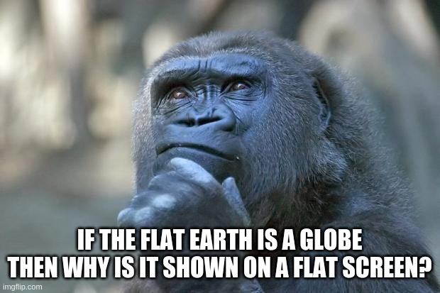 Flat Earther Wisdom | IF THE FLAT EARTH IS A GLOBE THEN WHY IS IT SHOWN ON A FLAT SCREEN? | image tagged in that is the question | made w/ Imgflip meme maker