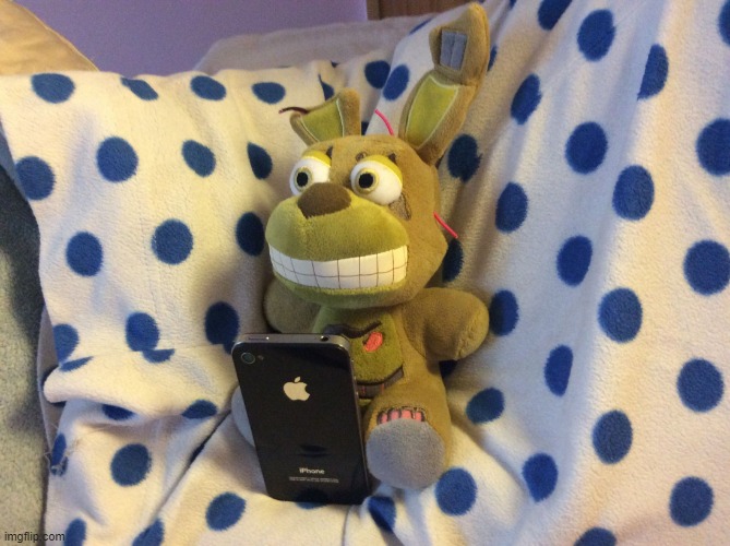 Springtraps steals a Phone | image tagged in springtraps steals a phone | made w/ Imgflip meme maker