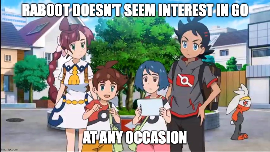 Raboot in the Background | RABOOT DOESN'T SEEM INTEREST IN GO; AT ANY OCCASION | image tagged in raboot,pokemon,memes | made w/ Imgflip meme maker