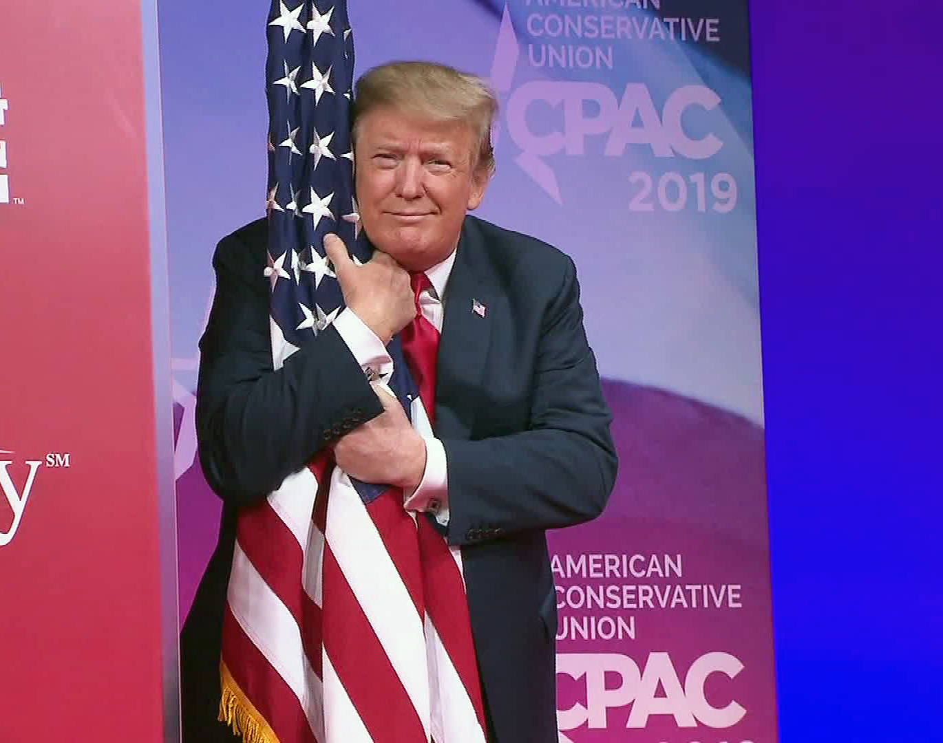 Trump flag hug Blank Meme Template