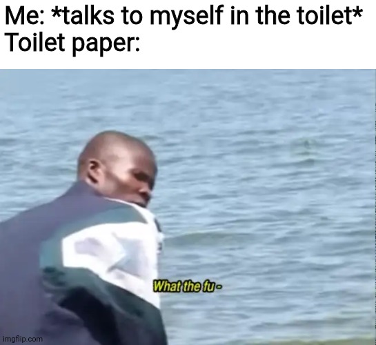 What the fu- | Me: *talks to myself in the toilet*
Toilet paper: | image tagged in what the fu-,toilet paper,memes,funny,conversation,toilet | made w/ Imgflip meme maker