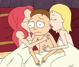 Sad morty with two girls Blank Meme Template