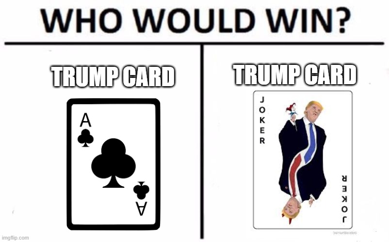 Trump card v. Trump Card | TRUMP CARD; TRUMP CARD | image tagged in memes,who would win | made w/ Imgflip meme maker