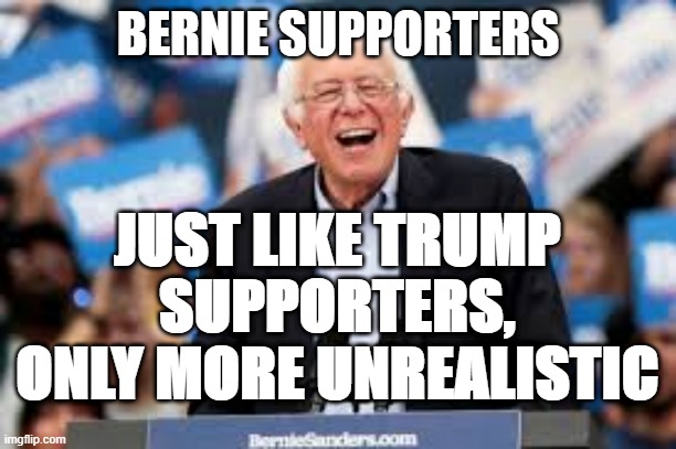 BERNIE SUPPORTERS; JUST LIKE TRUMP SUPPORTERS, ONLY MORE UNREALISTIC | made w/ Imgflip meme maker
