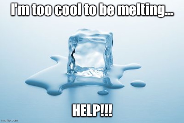 When summer rolls around... | I’m too cool to be melting... HELP!!! | image tagged in melting ice | made w/ Imgflip meme maker