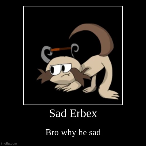 bruh | Sad Erbex | Bro why he sad | image tagged in funny,demotivationals | made w/ Imgflip demotivational maker