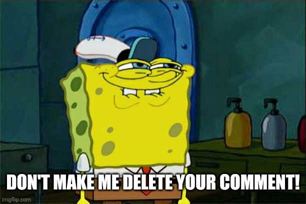 Don't You Squidward | DON'T MAKE ME DELETE YOUR COMMENT! | image tagged in memes,don't you squidward | made w/ Imgflip meme maker