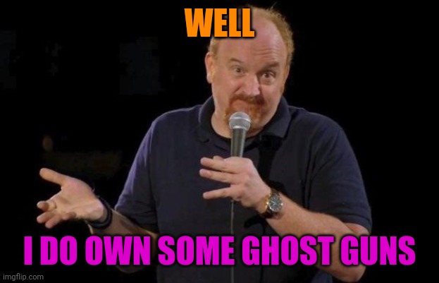 Louis ck but maybe | WELL I DO OWN SOME GHOST GUNS | image tagged in louis ck but maybe | made w/ Imgflip meme maker
