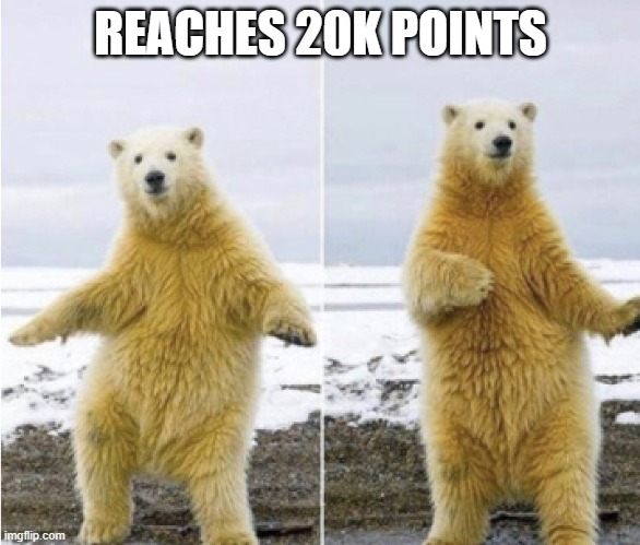 20k celebration | REACHES 20K POINTS | image tagged in bear dance,20k,imgflip points,celebrate | made w/ Imgflip meme maker
