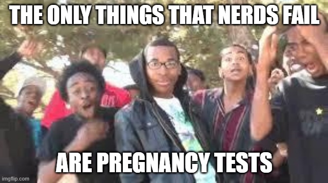 Nerd Roast | THE ONLY THINGS THAT NERDS FAIL; ARE PREGNANCY TESTS | image tagged in supa hot fire | made w/ Imgflip meme maker
