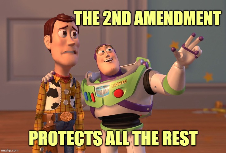 X, X Everywhere Meme | THE 2ND AMENDMENT PROTECTS ALL THE REST | image tagged in memes,x x everywhere | made w/ Imgflip meme maker