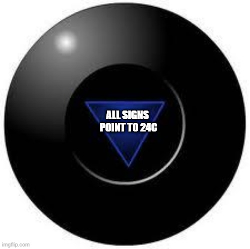 Magic 8 ball | ALL SIGNS 
POINT TO 24C | image tagged in magic 8 ball | made w/ Imgflip meme maker