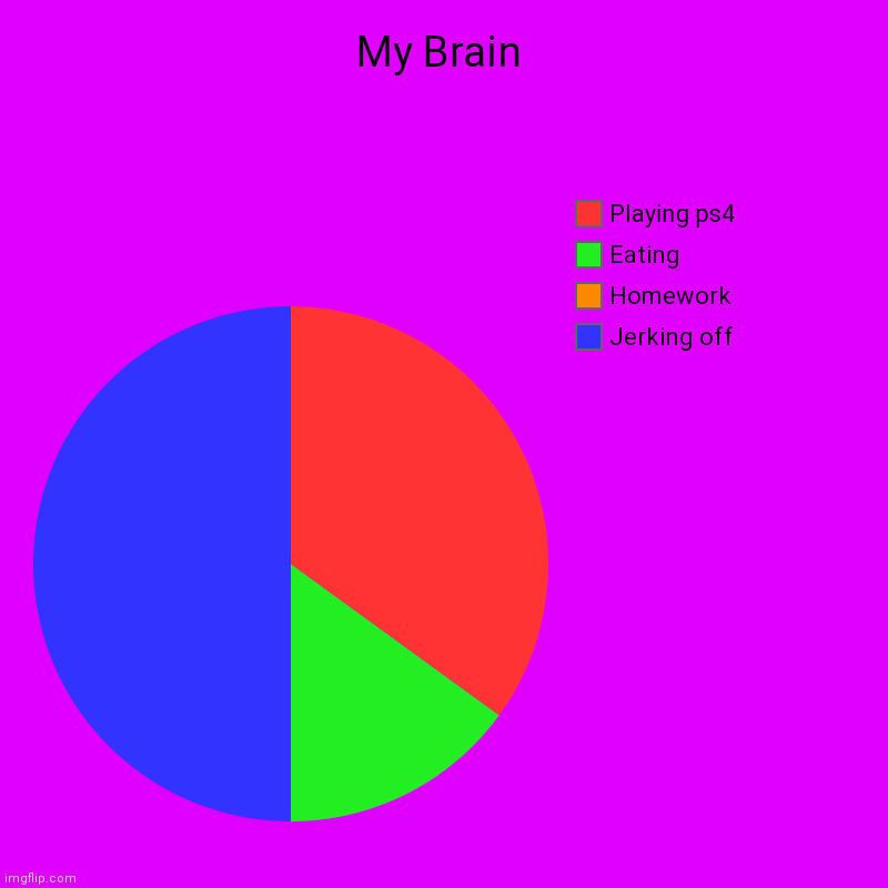 My Brain | Jerking off, Homework, Eating, Playing ps4 | image tagged in charts,pie charts | made w/ Imgflip chart maker