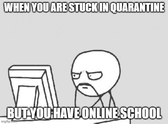 really | WHEN YOU ARE STUCK IN QUARANTINE; BUT YOU HAVE ONLINE SCHOOL | image tagged in memes,computer guy | made w/ Imgflip meme maker