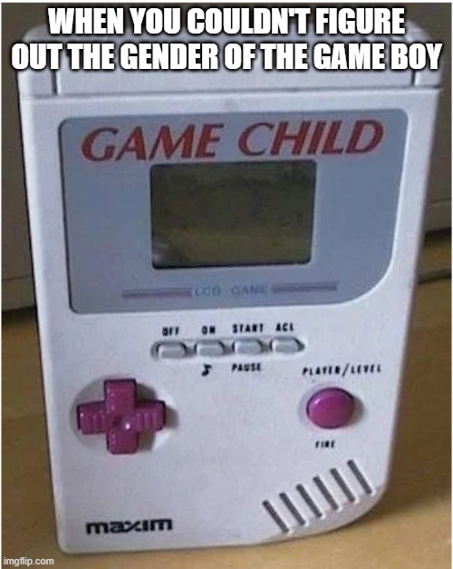 The Game child | WHEN YOU COULDN'T FIGURE OUT THE GENDER OF THE GAME BOY | image tagged in game over | made w/ Imgflip meme maker