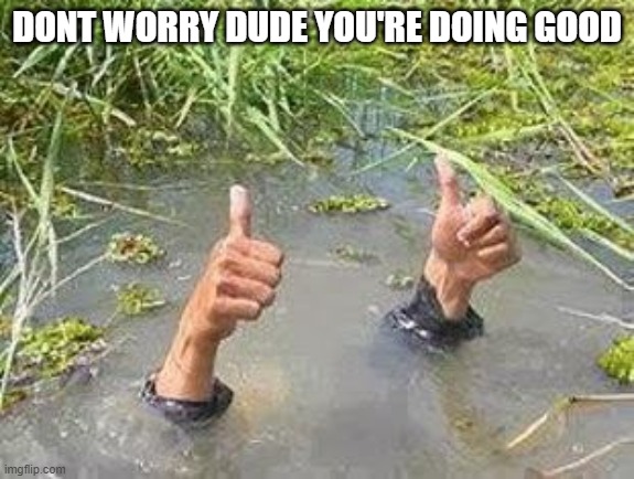 FLOODING THUMBS UP | DONT WORRY DUDE YOU'RE DOING GOOD | image tagged in flooding thumbs up | made w/ Imgflip meme maker