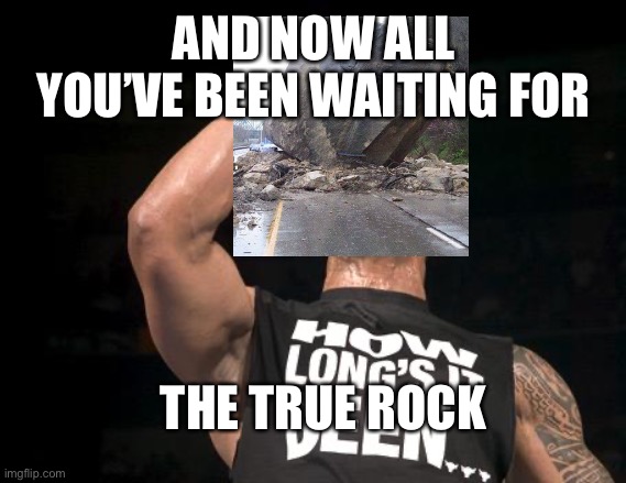 the rock finally | AND NOW ALL YOU’VE BEEN WAITING FOR; THE TRUE ROCK | image tagged in the rock finally | made w/ Imgflip meme maker