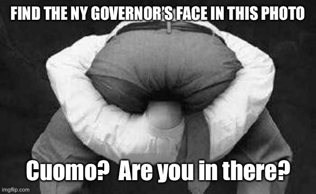 Need a light | Cuomo?  Are you in there? | image tagged in andrew cuomo,new york governor,head up ass,corona virus,find a face | made w/ Imgflip meme maker