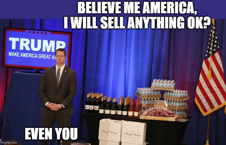 You know he sold us out. You know he did. Whats the debt now? | BELIEVE ME AMERICA, I WILL SELL ANYTHING OK? EVEN YOU | image tagged in memes,politics,maga,corruption,donald trump is an idiot,treason | made w/ Imgflip meme maker