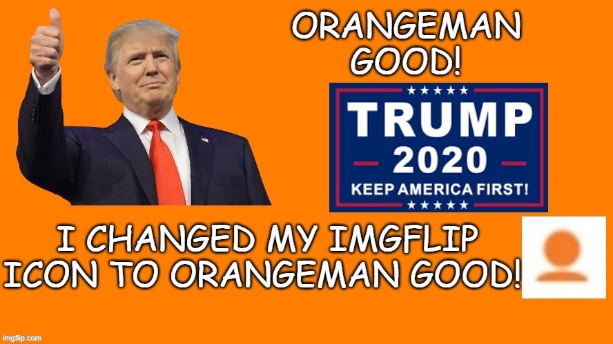 Orangeman Good! | image tagged in trump | made w/ Imgflip meme maker